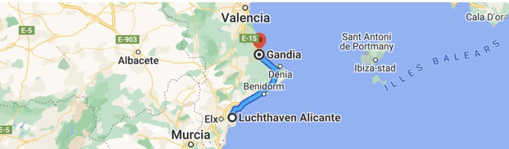 Route Alicante- Gandia