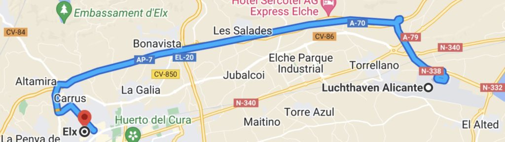 Route Alicante -Elche