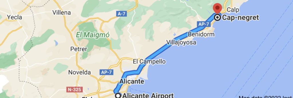 Route Alicanta- Cap Negret