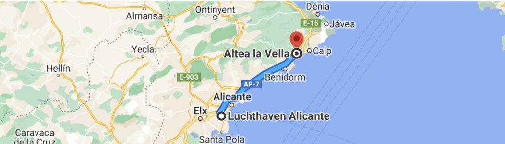Route Alicante Altea La vella