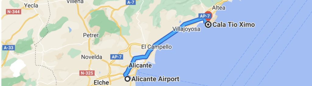 Route Alicante-Cala tio Ximo