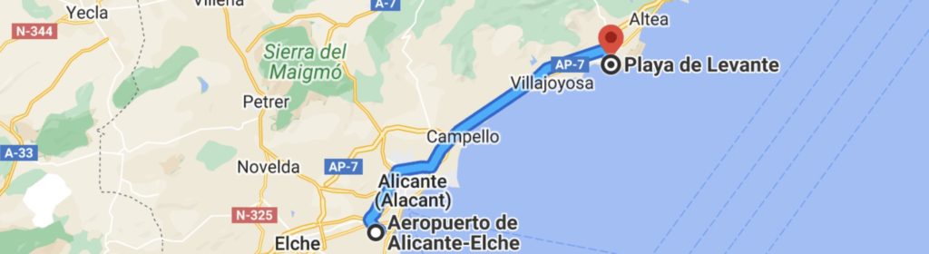 route Alicante-Playa de levante