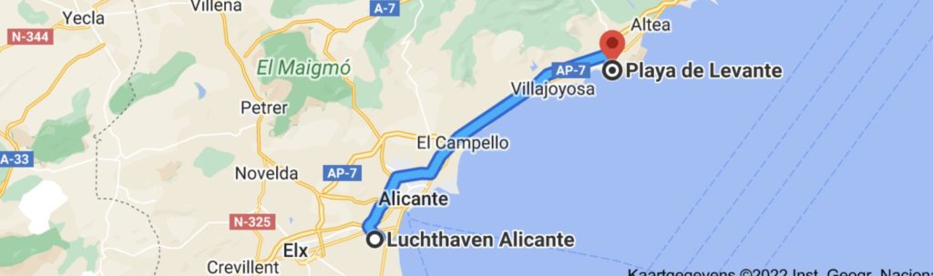 Route Alicante-Playa de levante