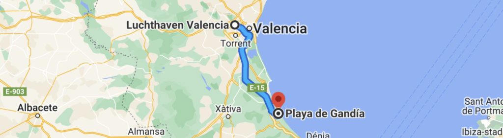 Route Valencia- Playa de Gandia