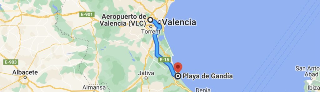 Route Alicante-Playa de Gandia