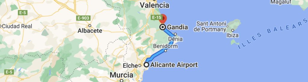 Route Alicante-Gandia