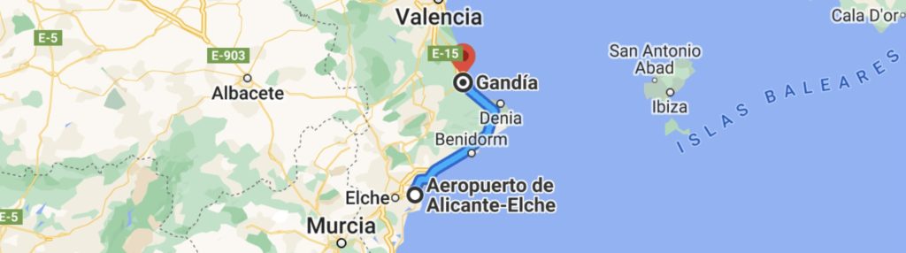 Route Alicante-Gandia