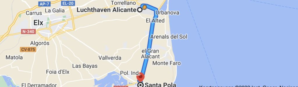 Route Alicante-Santa pola
