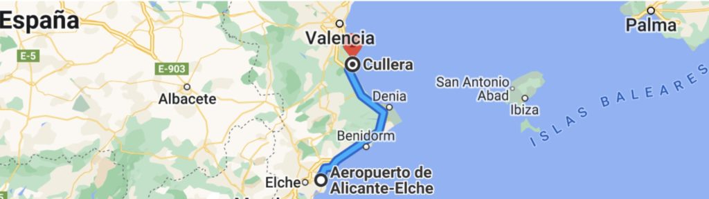 Route Alicante-Cullera