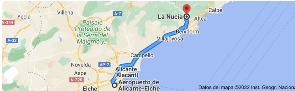 Route Alicante-La Nucia