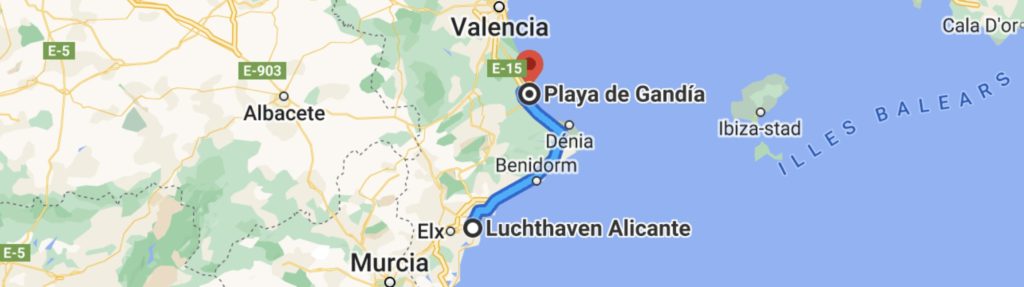 Route Alicante-Playa de Gandia