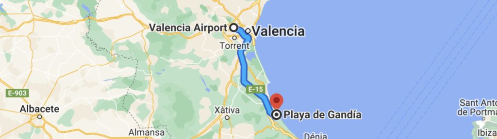 Route Valencia-Playa de Gandia