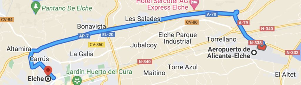Route Alicante-Elche