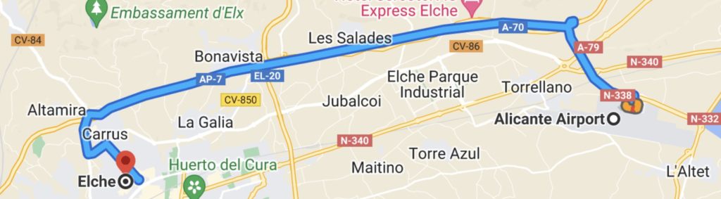 Route Alicante-Elche