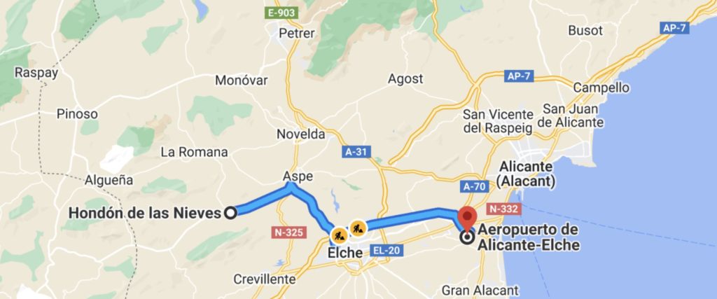 Route Alicante-Hondón de las Nieves