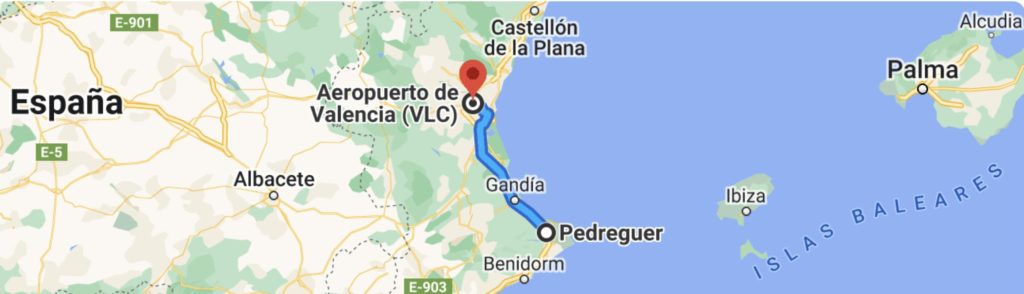 Route Valencia-Pedreguer
